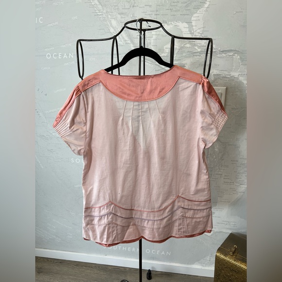 New Marc Jacobs vintage deadstock silk cotton pink blouse buttons pleats 12 - Picture 4 of 7